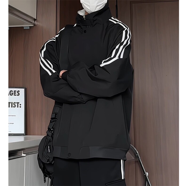 JK5007/P65秋装新款个性织带立领飞行员夹克男潮百搭上衣外套,男装夹克,电商A141