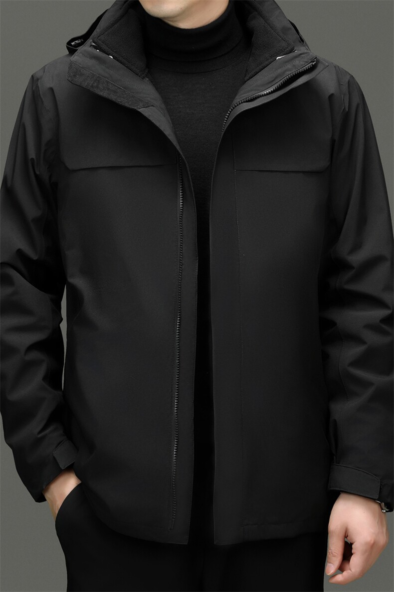 中青年男士户外羽绒服冲锋衣可拆卸三合一防风防水登山服外套夹克,男装夹克,电商B212（原钱塘6029）
