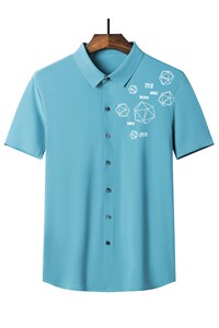 夏季2023新款短袖衬衫男士商务修身休闲上衣衬衣潮流图片