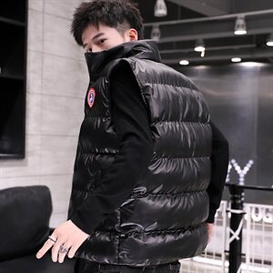 冬季加厚保暖羽绒棉坎肩棉马甲马褂无袖背心立领棉衣黑色M9101P55图片