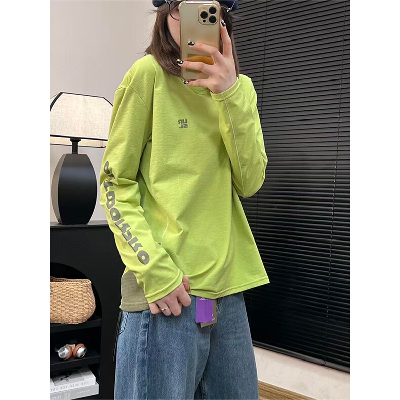 高品户外运动休闲长袖T恤速干拼接字母骑行服打底衫男女A1182-P55图片