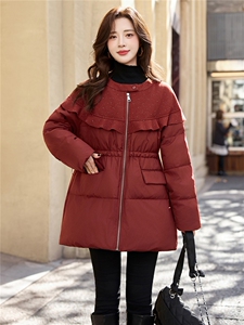 巨好看的拼接羽绒服女中长款冬季2025新款宽松圆领加厚白鸭绒外套图片