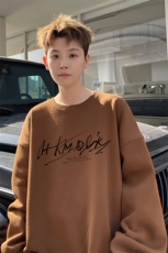 已注册/华棉外景秋冬复古休闲宽松圆领卫衣男WY00711/P35加绒P45，男装卫衣，电商B316
