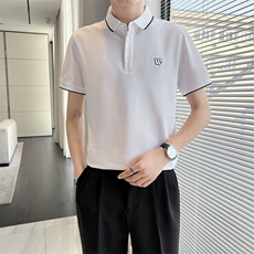 2023轻熟店主风夏季简约休闲刺绣POLO衫男翻领短袖T恤T2312-P45，男装Polo衫，电商A413