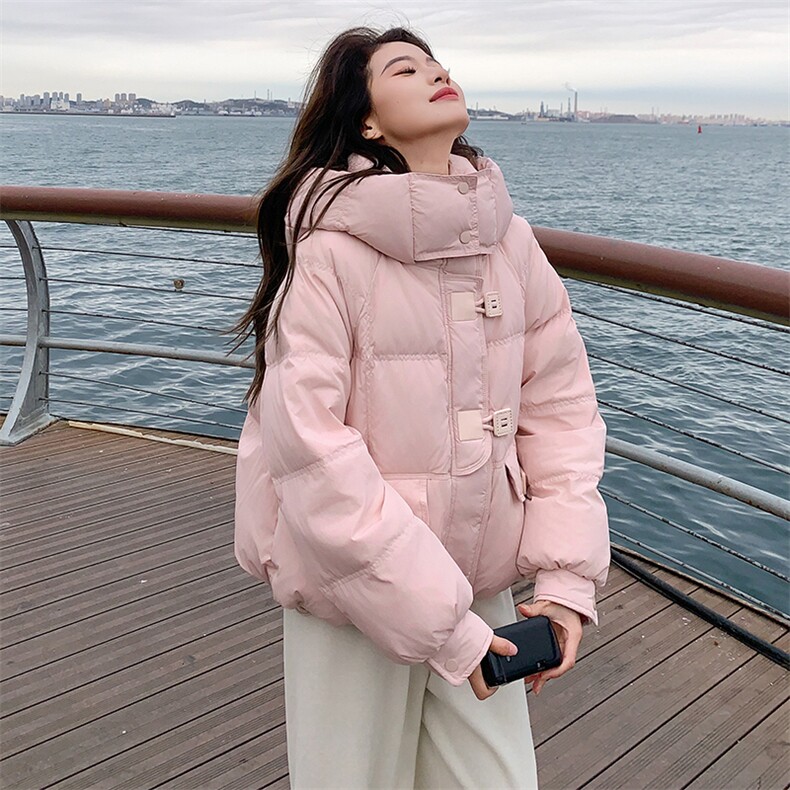 粉色小个子超好看时尚短款羽绒服女2025冬甜美学院风温柔面包服厚,女装羽绒服,2C113