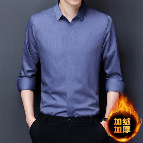 YL6911男士2023年冬季长袖加绒衬衫商务休闲修身衬衣P90，男装衬衫，电商B360