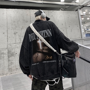 水洗做旧加绒加厚卫衣男2026冬高领十字架打底衫 XZ514-2-X53-P78图片