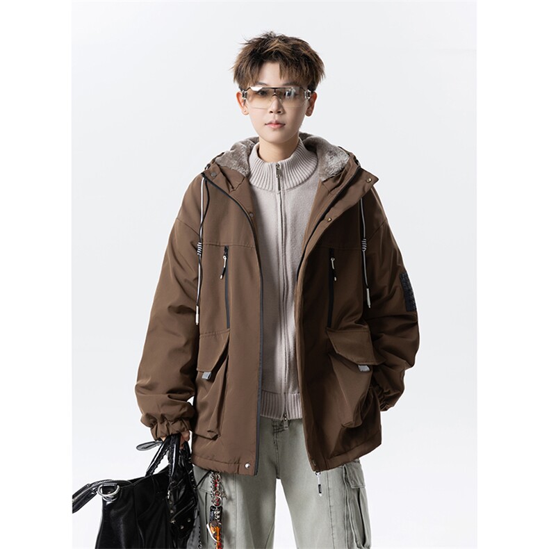 冬季外套加绒加厚潮牌夹克连帽宽松保暖派克服A436-D209-P80,男装夹克,电商A436