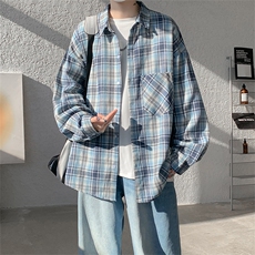 加绒衬衫男冬季新款港风宽松磨毛格子长袖衬衣JR02-特P35，男装衬衫，星座214-3