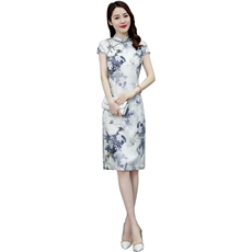 2022春夏季新款专柜品质真丝高奢时尚修身中长款婚礼旗袍连衣裙，女装汉服/婚纱/旗袍/礼服，媚琳依坊