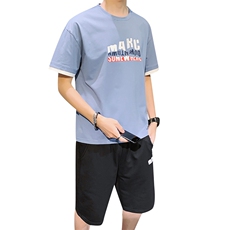 2021夏季新款短袖运动套装男港风短袖套装套头两件套H0803-P35，男装套装，星座217-4