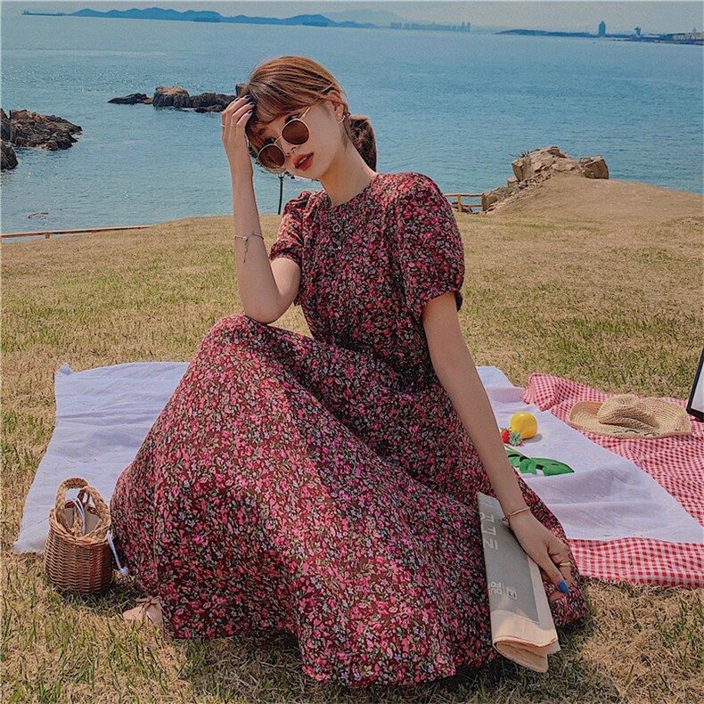 现货主推！2021夏季新款碎花连衣裙163-8800-P90-控138图片