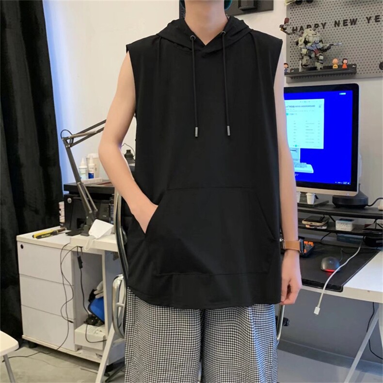 背心男潮牌ins运动坎肩宽松连帽个性潮流港风中性无袖t恤M089-p30，男装背心/马甲，星座1008