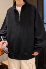 8XL-M特大码卫衣男纯色百搭条纹肌理立领拉链长袖T恤男WY08P55，男装T恤，电商D206-1