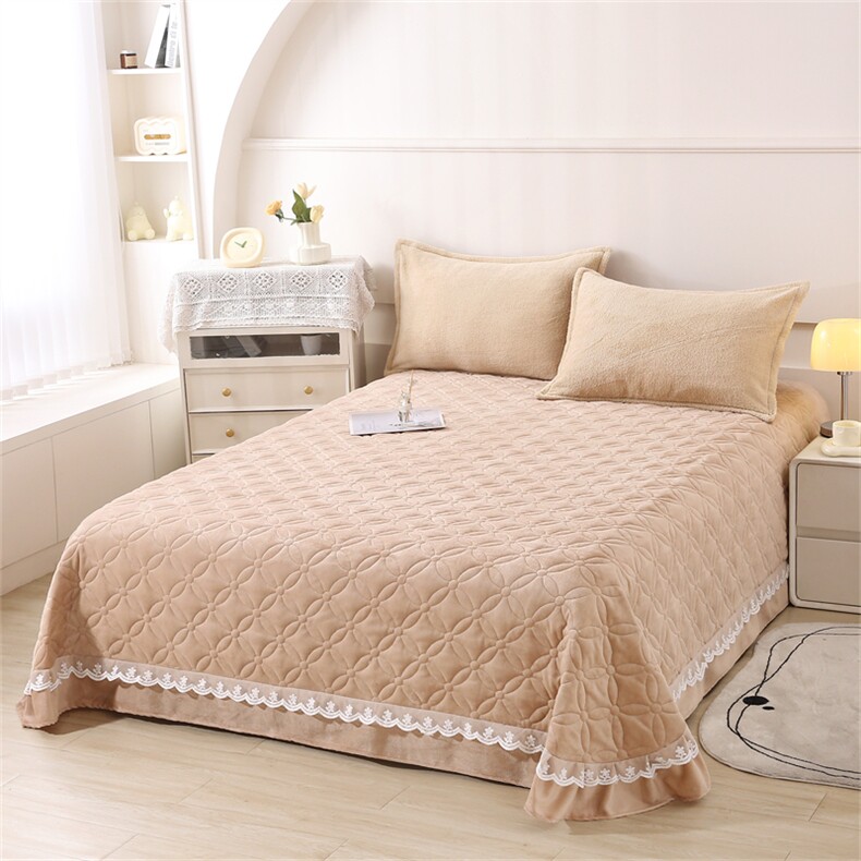 新款婴儿绒牛奶绒加厚夹棉单床盖，床单，一起卖家纺