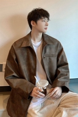 1美式PU皮复古面料立体裁剪大码M-5XL皮衣夹克JK77913P95控148，男装夹克，星座226-2