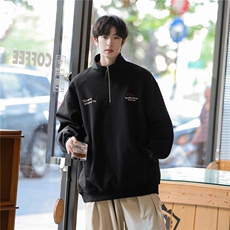 秋装新品美式复古半拉链立领情侣卫衣宽松上衣外套男女H987P58，女装短外套，电商A341