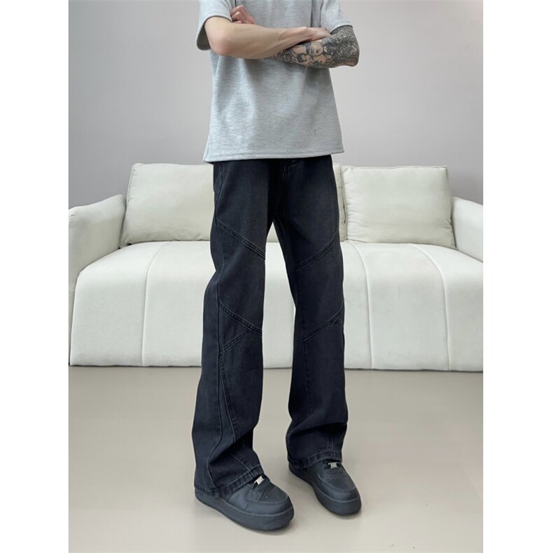 拼接牛仔裤美式高街裤子提档版型微喇直筒裤310A-4-NZ71-P55,男装牛仔裤,星座310A-4