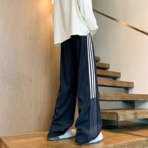8XL-M三条杠运动裤大码直筒长裤美式街头阔腿裤休闲卫裤KZ1905P58图片