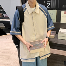 2023夏季新款t恤短袖男宽松潮流港风衬衫半袖时尚百搭cs3506-p45，男装衬衫，星座717