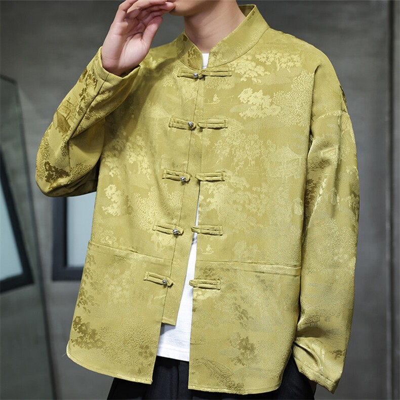 2025春季新款男装风汉服衬衣新中式唐装金属盘扣衬衫C169-P65,男装衬衫,电商B277(原6028)