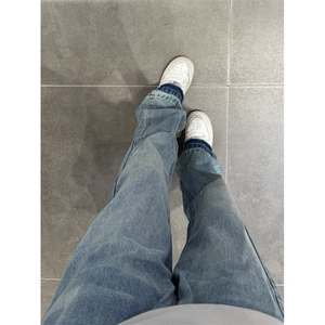 【网图】cleanfit蓝色牛仔裤男修身直筒窄版vibe裤子NZ07LL-特P50图片