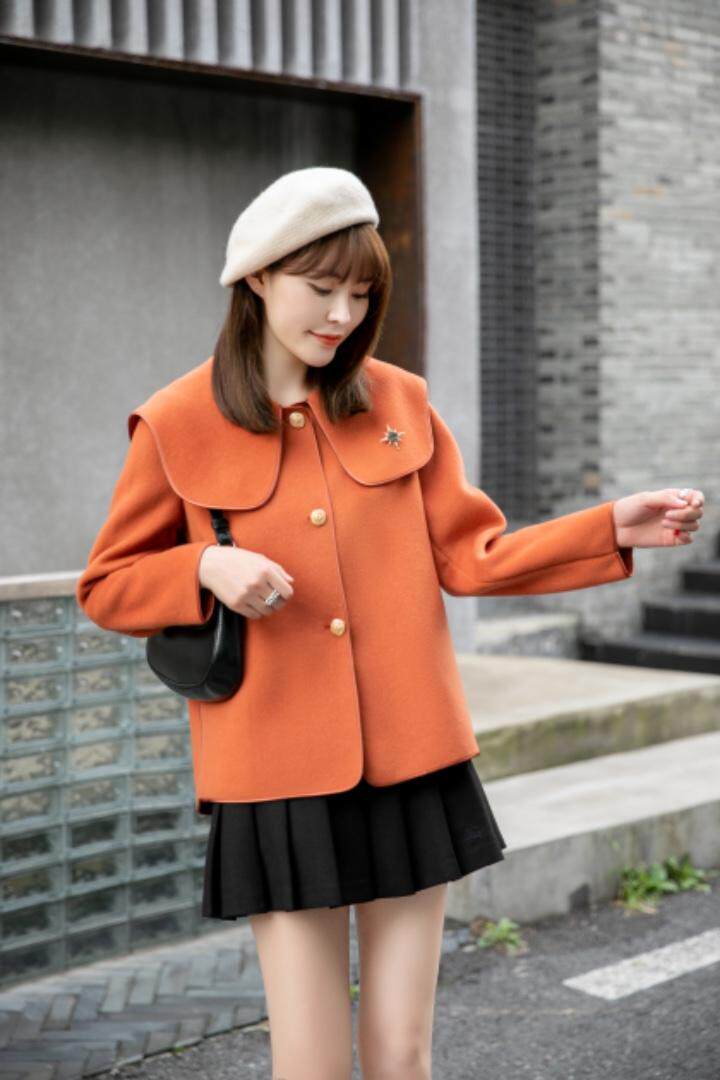 冬装新款：海军领短款双面羊绒外套M一XXL，其它，拉思维加丝