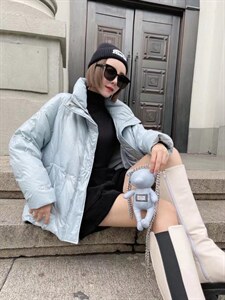 短款带配件小熊羽绒服图片