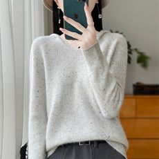 秋冬季羊毛一线成衣七针点子纱帽衫简约优雅休闲，女装羊毛衫，大美人高端店