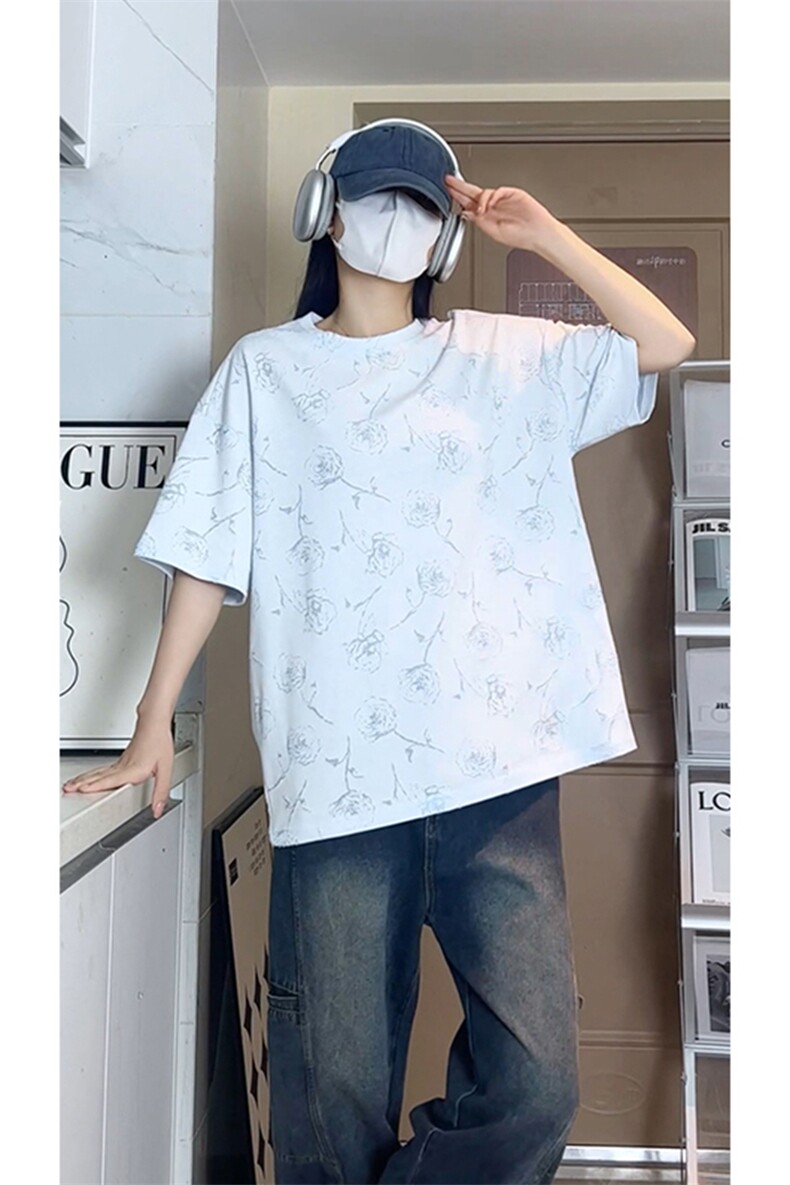 设计感烧花圆领正肩T恤男女夏季大码短袖上衣T3613-特价P30,男装T恤,电商A007