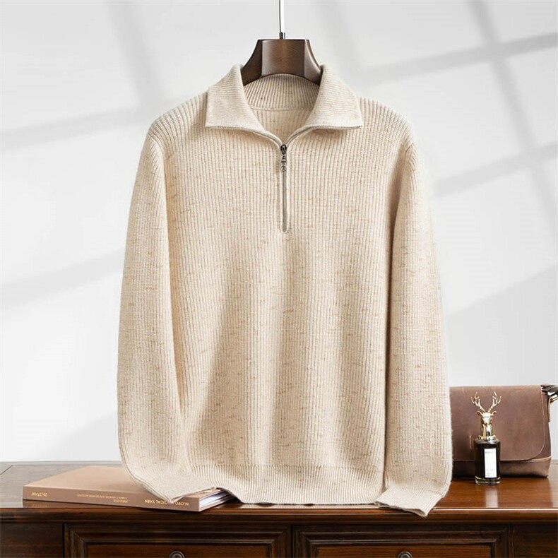 2025年秋季时尚百搭通勤简约休闲半拉链，男装羊绒套衫，曼云男装羊绒