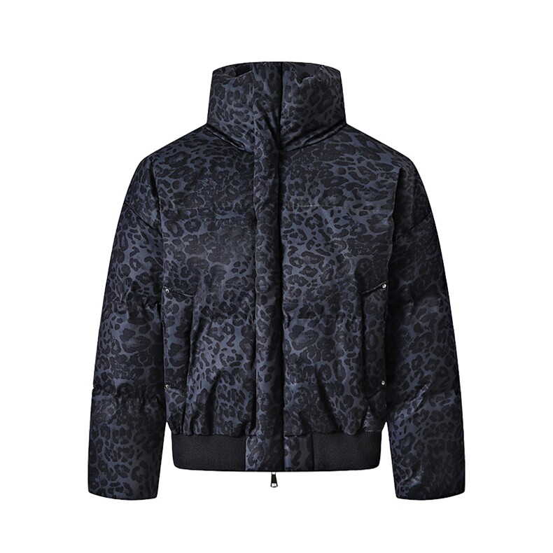 支持二开冬装加棉加厚立领棉服男女棉衣外套豹纹面包服M820-P75,男装棉衣,电商A441