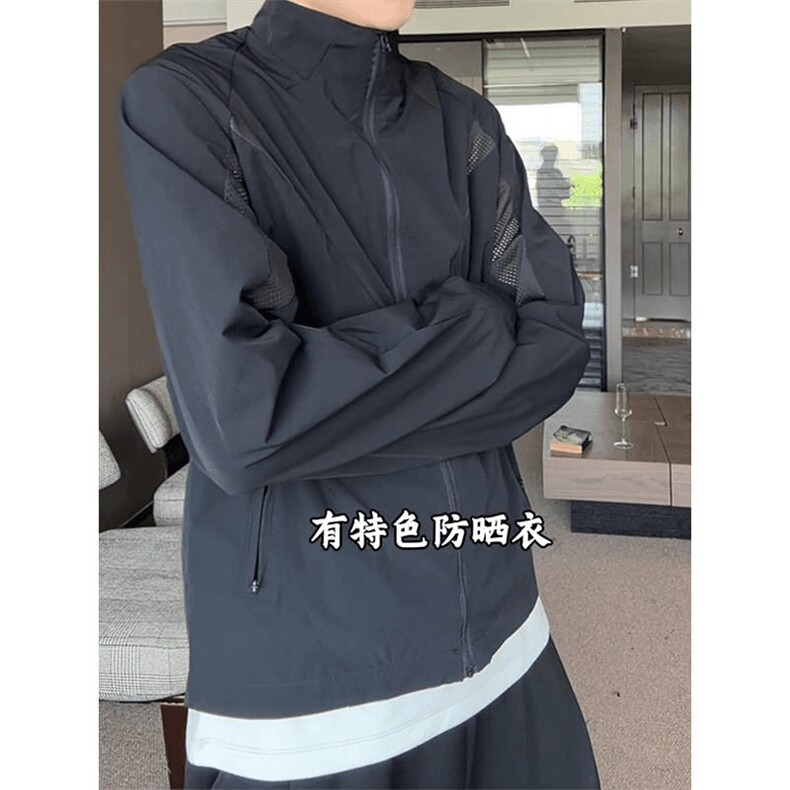 春夏款高品质冰感速干防晒服休闲户外运动外套透气弹力机能风夹克,男装防晒衣,电商A486