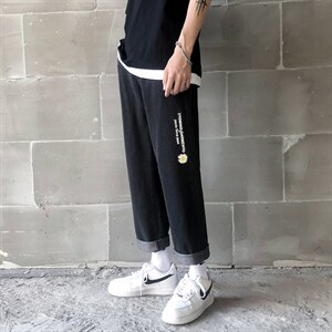 牛仔裤男ins潮牌雏菊九分裤子港风情侣休闲直筒宽松长裤K962-p33,男装牛仔裤,星座1008-1
