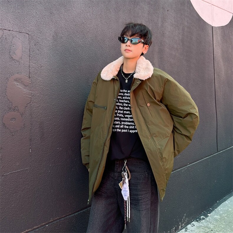 冬季羊羔绒拼接可翻立领棉衣外套HY175P78,男装棉衣,星座1116-2