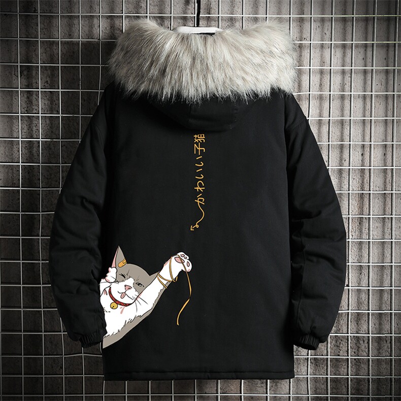 MM48013-P130 冬季大毛领衣男士大码加厚袄男服 网格挂拍图片