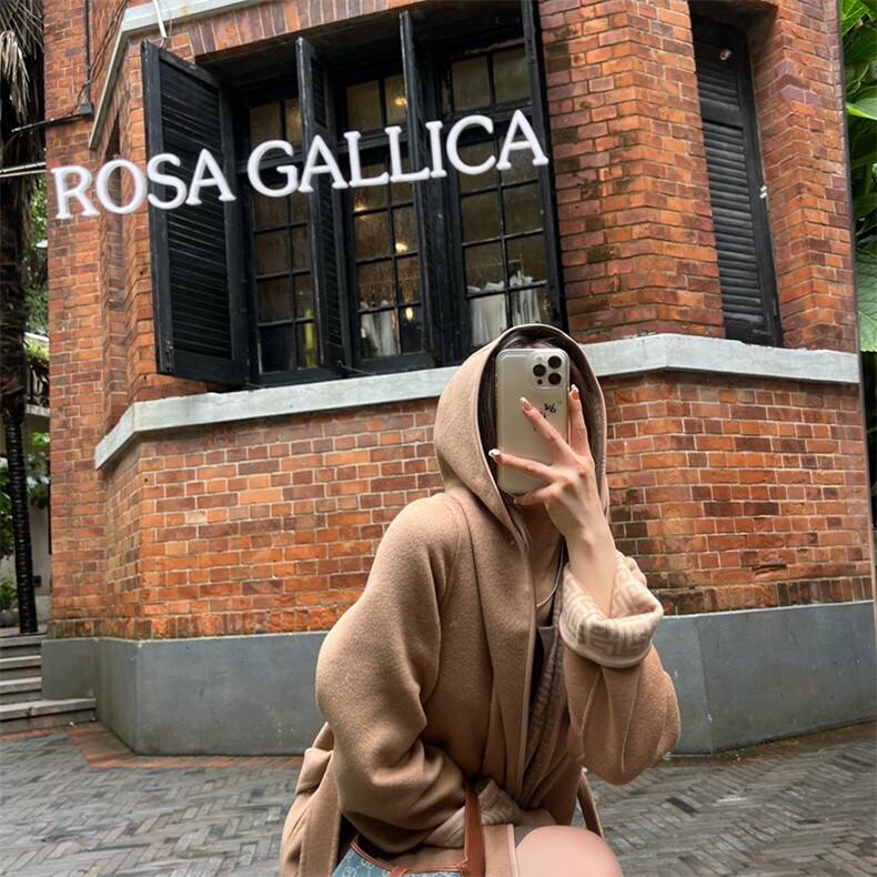 2025年夏季常规系带中长款长袖纯色双面呢大衣时尚百搭简约大方，女装双面呢大衣，蒙绒特