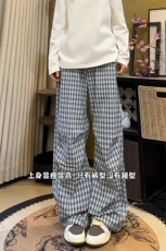 2026春夏衔接新款褶皱设计格子休闲裤男K6700-特P35建议零售价88，男装休闲裤，电商A001-1