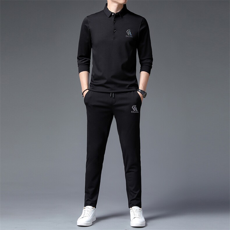 中年运动套装男春秋季2023新款套头卫衣两件套翻领中老年休闲服装,男装休闲套装,电商B212（原钱塘6029）
