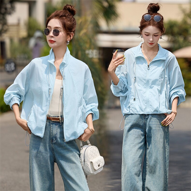 时尚休闲短款防晒衣女2025夏季新款宽松舒适户外防晒服透气薄外套,女装短外套,盈茜