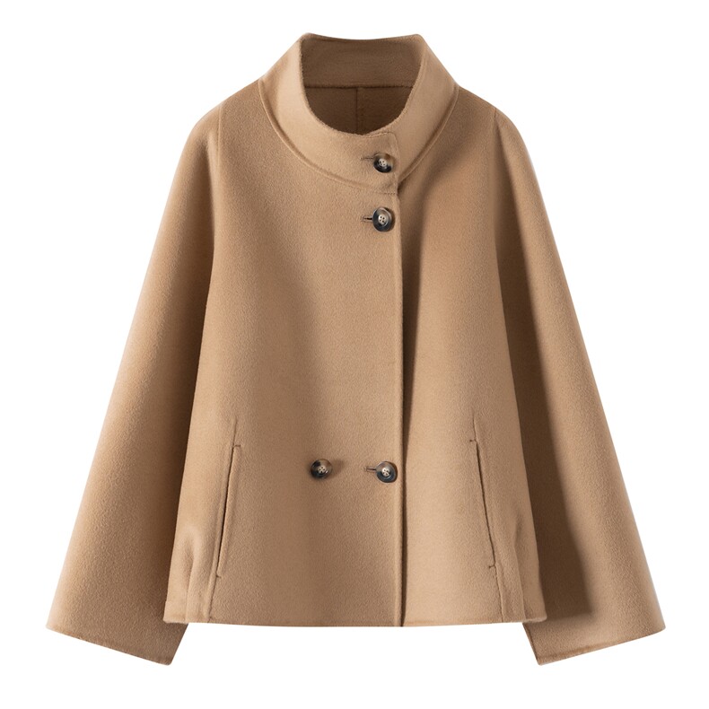 2025年秋季通勤长袖短款双面呢外套，女装毛呢外套，织美生
