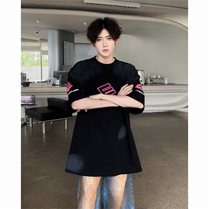美式潮牌复古做旧印花t恤男女夏季情侣半袖宽松短袖T50533-p32图片