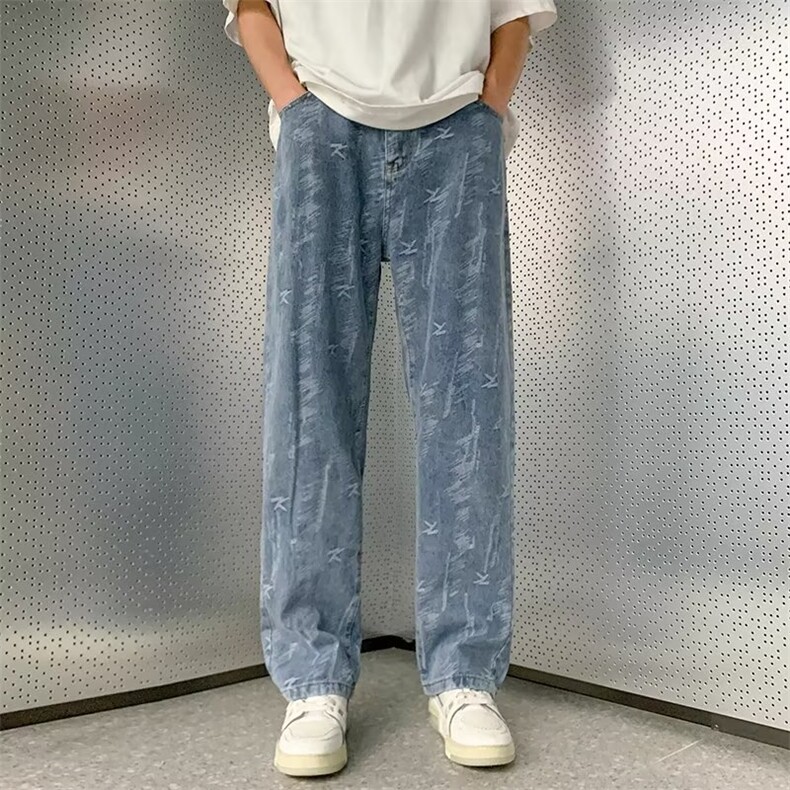 美式vibe裤子高街水洗牛仔裤男设计感小众拉链裤N746P45,男装牛仔裤,星座1116-2
