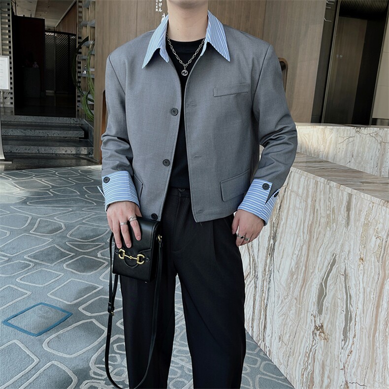 秋季网红ins网红小西装外套男高级感韩版短款西服XZ057-P120控150,男装西服套装,电商B267