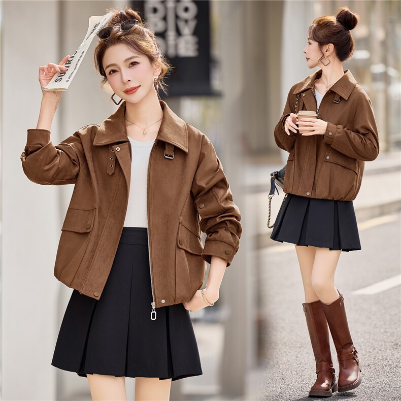 小个子短外套2026年春季女士短款皮衣外套休闲风夹克，女装短外套，悦祺