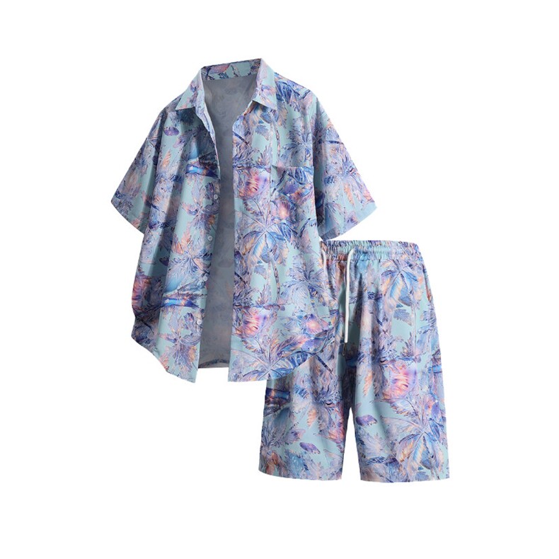 潮3D印花衬衫男衬衫沙滩透气宽松港风青年花色衬衫TZ611-P50,男装衬衫,电商A128