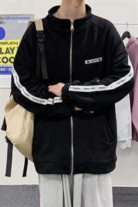 WY2022秋装新款百搭男士开衫卫衣男宽松韩版潮流大码外套图片