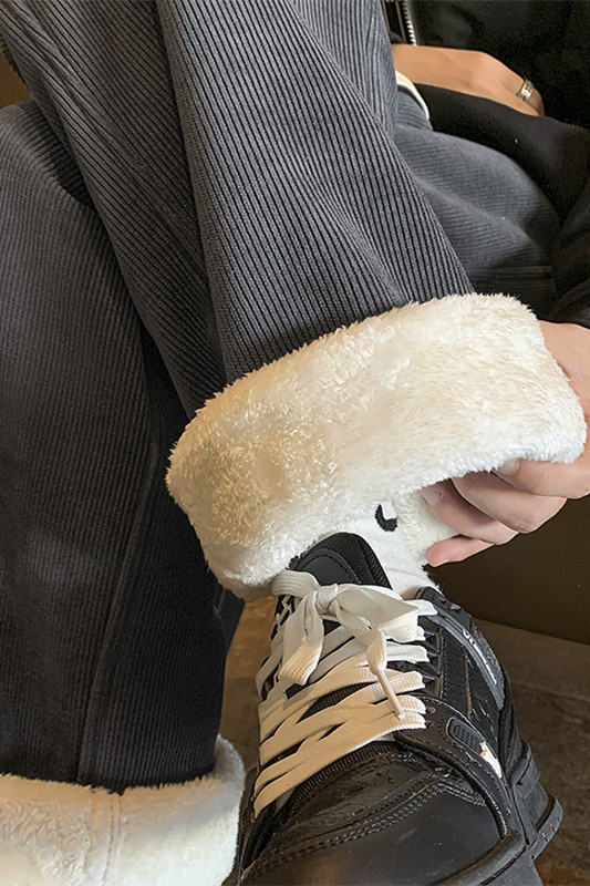 加绒加厚灯芯绒羊羔毛直筒休闲裤XZ604-K121-P60控78,男装休闲裤,星座604