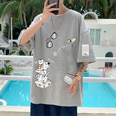 DX17115-P20纯棉短袖t恤男大码半袖打底衫宽松体恤衫港风，男装T恤，电商A040