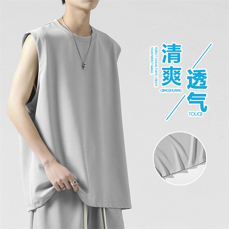 宽松休闲抗皱亲肤T恤圆领无袖夏季清爽时尚垂感简约 TT380-特批31图片